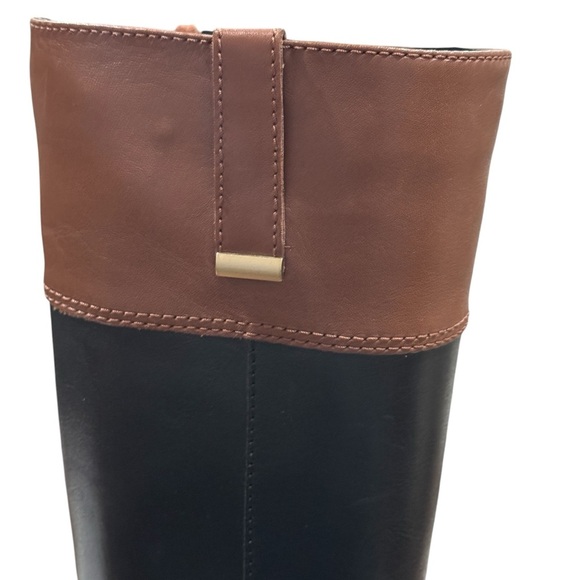 NWOT Bandolino Carlotta Riding Boots Leather Size 5M Black Cognac Zipper - Picture 6 of 12